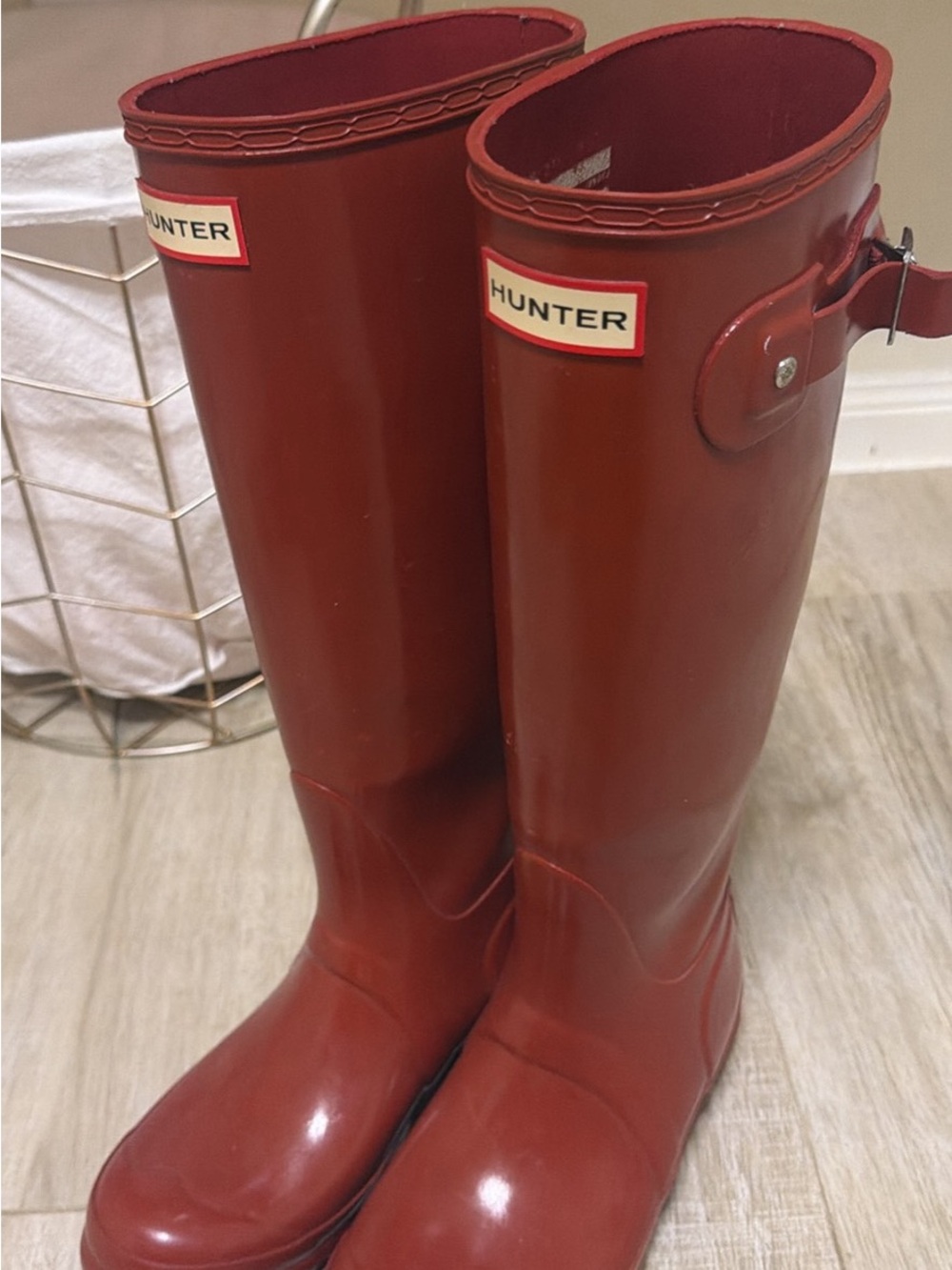 Hunter Red Gloss Rubber Tall Rain Boots